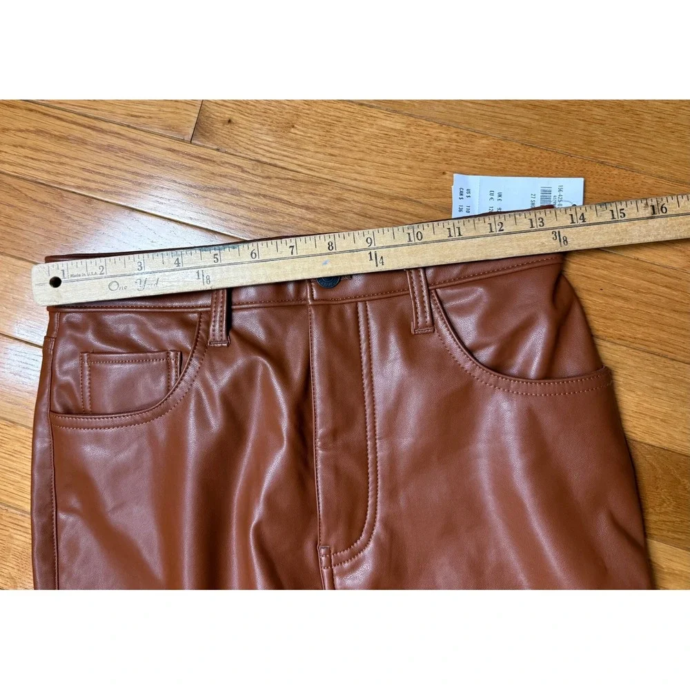 Abercrombie & Fitch 90s Straight Ultra High Rise Vegan Leather Pants Brown 27 4S